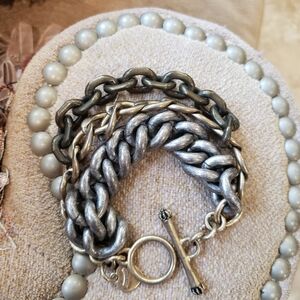 Juicy Couture Silver ,bronze  And Gold Chain Bracelet